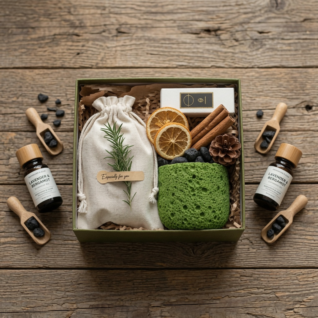 Natural Aromatherapy Wellness Gift Box/ Lava Stone Diffuser & Botanical Self-Care Ritual Set